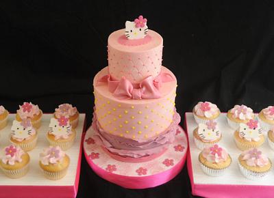 Hello Kitty Cake and Cupcakes - Cake by Sugarpixy