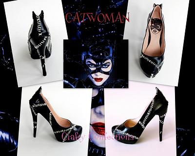 Catwoman: Comic book themed shoe collection for Cake Masters fashion issue 21, June 2014 - Cake by Craftyconfections