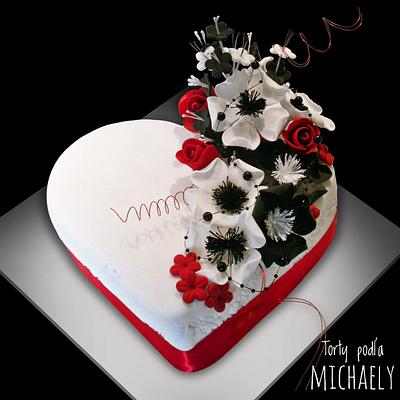 Black red white heart - Cake by Michaela Hybska