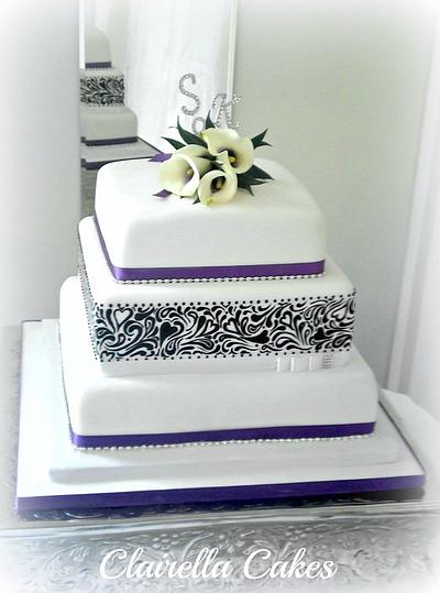 Hand Painted Wedding Cake  - Cake by Clairella Cakes 