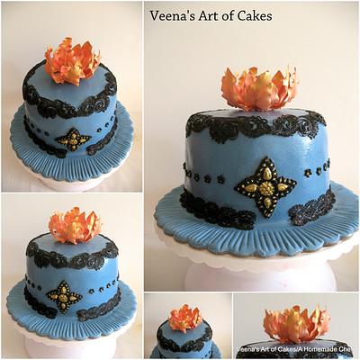 Black Lace Inspired with Fantacy flower  - Cake by Veenas Art of Cakes 
