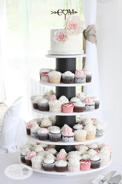 Elegant Wedding Cake & Cupcakes! - Cake by Leila Shook - Shook Up Cakes