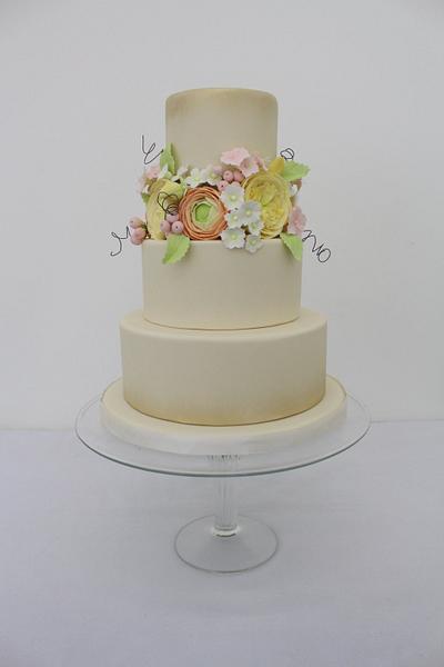Sugar Flower Wedding Cake - Cake by CopCakeCakery