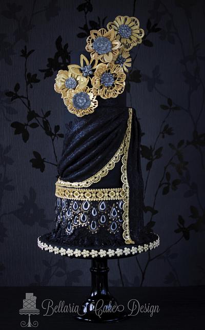 Oriental Elegance in Black & Gold - Cake by Bellaria Cake Design 