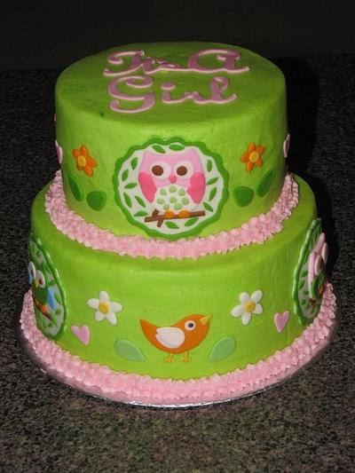 Owl baby shower cake - Cake by Deborah