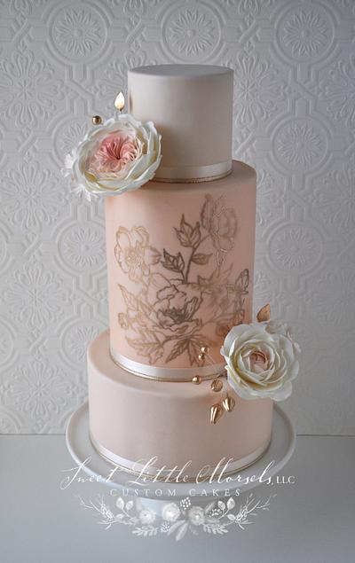 Blush Pink and Gold Wedding Cake - Cake by Stephanie
