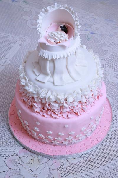 Girl christening cake - Cake by FemyBabu