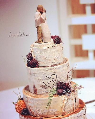 Birch Bark Wedding Cake - Cake by Naomi