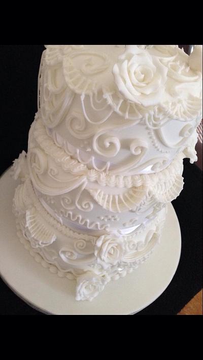 Piped royal icing wedding cake  - Cake by Craftycakes