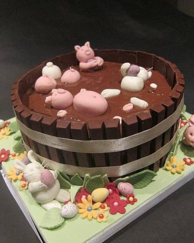 Pigs & Rabbits In Mud - Cake by Tracey