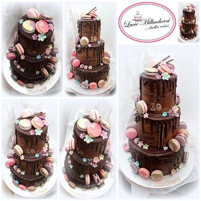 Chocolate cake with Macarons - Cake by Lucie Milbachová (Czech rep.)