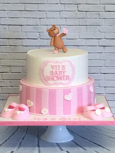Bear and booties  - Cake by Rock and Roses cake co. 