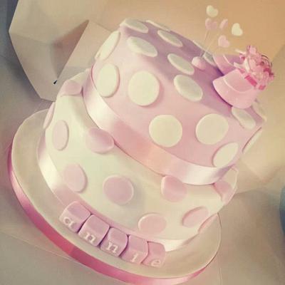 Pink and White Christening Cake - Cake by Rebecca Owen