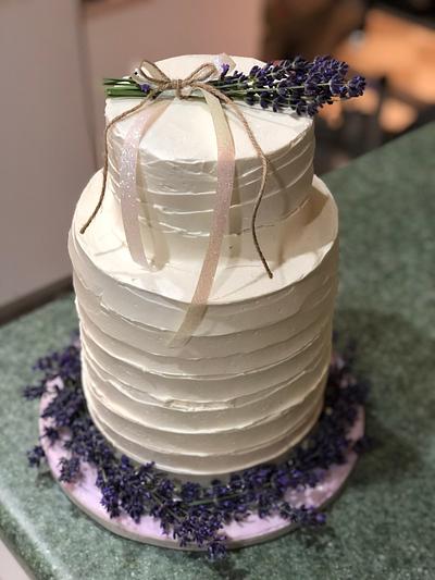 Buttercream with fresh lavender wedding - Cake by Lori Goodwin (Goodwin Girls Cakery)