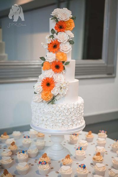 Rose and gerbera cascading wedding cake - Cake by Jo
