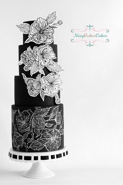 Black and White Wedding Cake - Cake by MayBakesCakes