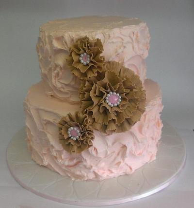 Pastel and Burlap Engagement Cake - Cake by Yummilicious
