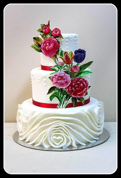 Cake with hand painted flowers - Cake by The House of Cakes Dubai