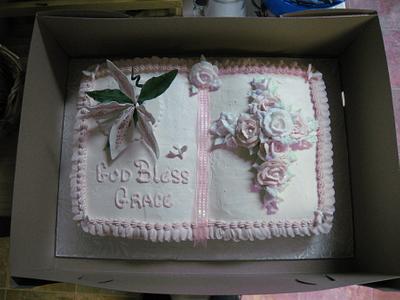Baptism Book Cake - Cake by Crowning Glory