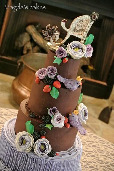 chocolate and lavender wedding cake - Cake by Magda's cakes