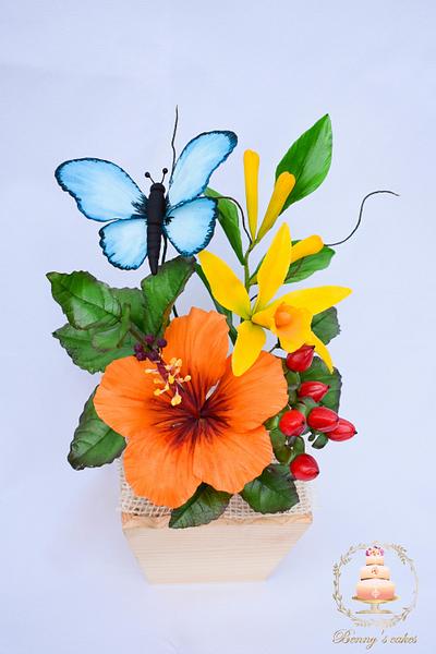 Tropical sugar flowers - Cake by Benny's cakes