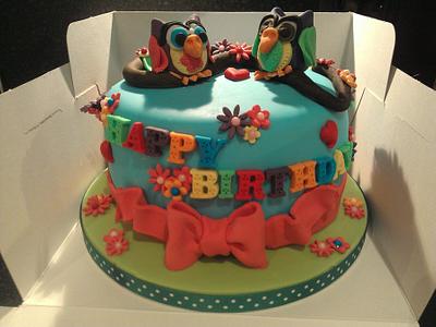 Birthday Owls - Cake by Kelly Ellison