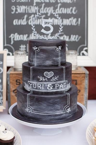 Pat and Yuri Chalkboard Cake - Cake by La Cupella Cake Boutique - Ella Yovero