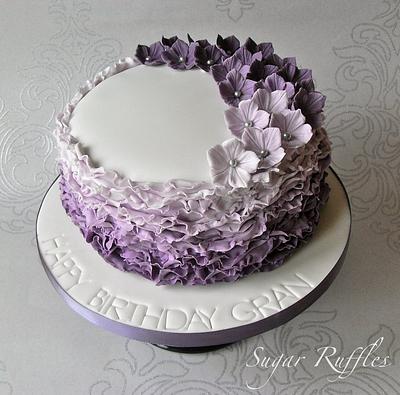 Purple Ombre Ruffle Cake - Cake by Sugar Ruffles