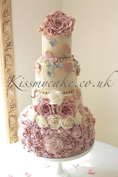 Romantic Elegance -Ruffles & Roses - Cake by KissMyCake
