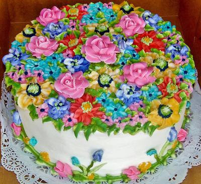 Buttercream summer garden - Cake by Nancys Fancys Cakes & Catering (Nancy Goolsby)