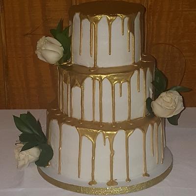 Gold Drip Wedding Cake - Cake by Tiffany DuMoulin