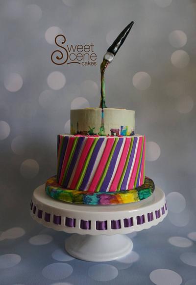 My first Gravity defying cake...a Paris watercolor - Cake by Sweet Scene Cakes