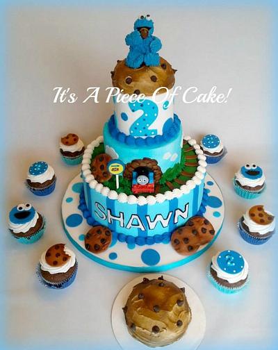 Cookie Monster and Thomas the Train Cake - Cake by Rebecca