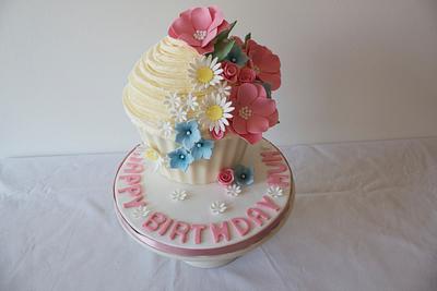 Summer Flowers Giant Cupcake - Cake by Cherry Crumbs