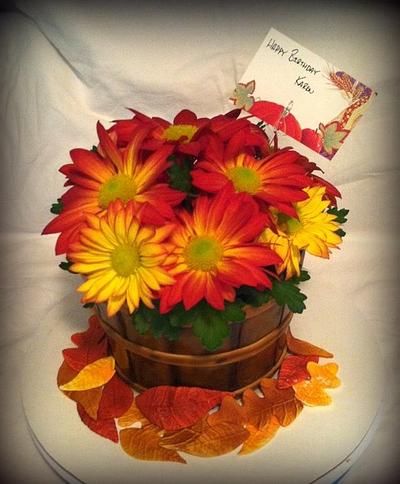 Bushel Basket of Fall Flowers - Cake by Angel Rushing