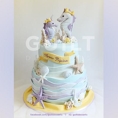 SeaHorse Baby Shower Cake - Cake by Guilt Desserts