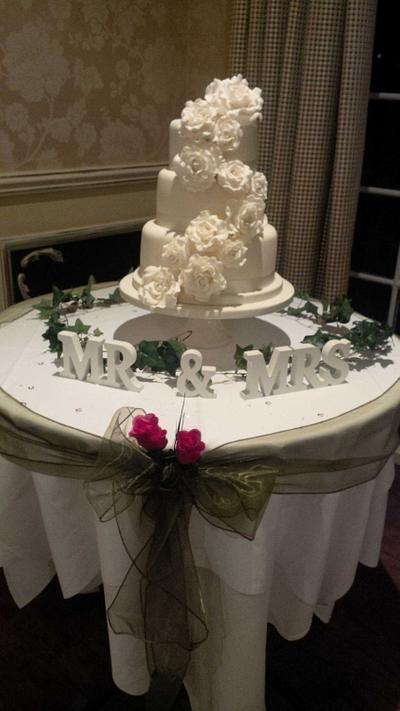 Ivory roses wedding cake - Cake by Andrias cakes scarborough