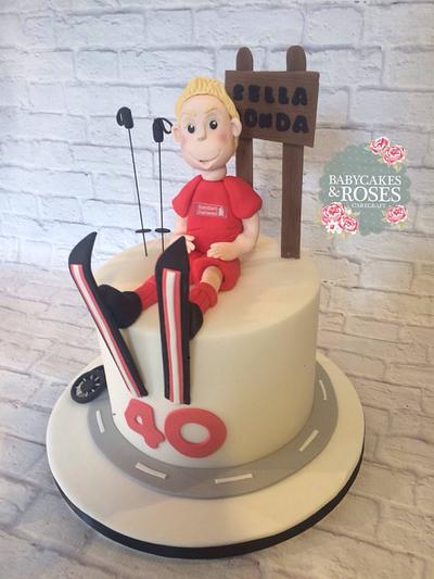 Skiing themed cake with a little football and cycling thrown in 😊 - Cake by Babycakes & Roses Cakecraft