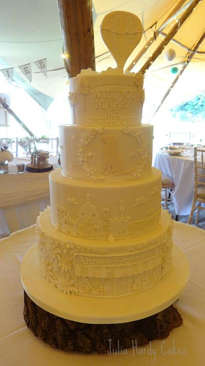 Steph and Dem's Story Wedding Cake - Cake by Julia Hardy