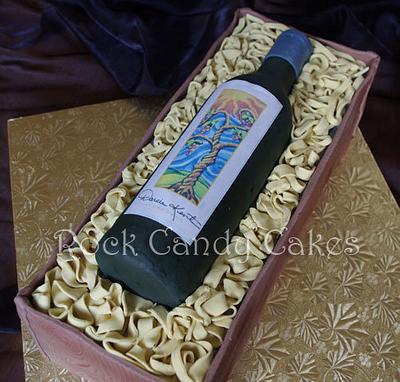 Wine Bottle in Crate - Cake by Rock Candy Cakes
