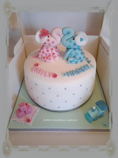 Elephant Christening for Emily & Harry - Cake by AWG Hobby Cakes