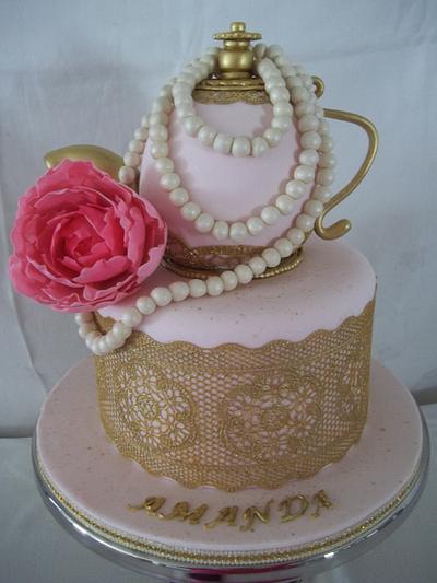 Pink elegance and lace - Cake by Willene Clair Venter