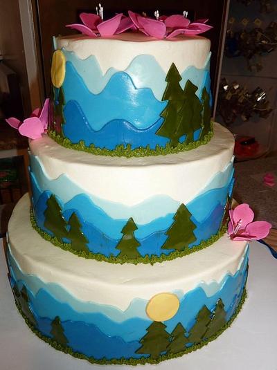 Mountain Wedding Cake - Cake by GrandmaTilliesBakery