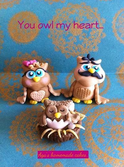 Owl family:D - Cake by Aga Leśniak