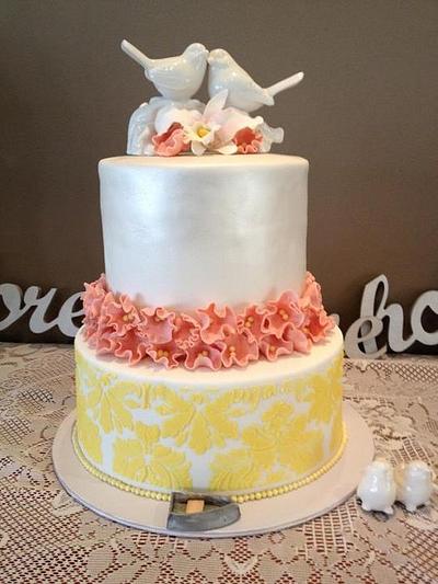 Lovebirds wedding - Cake by Lesley