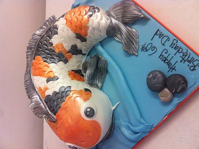 Koi carp fish shaped cake - Cake by clare galvin