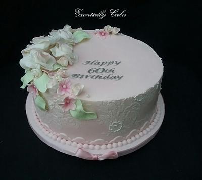 Pastel pink and flowers - Cake by Essentially Cakes