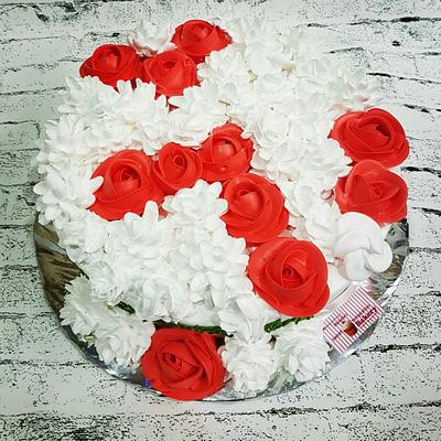 White and Red in cream - Cake by Michelle's Sweet Temptation