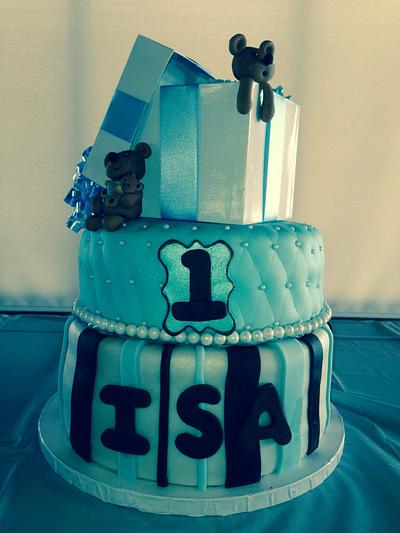 Teddy Bear First Birthday Cake - Cake by Raindrops