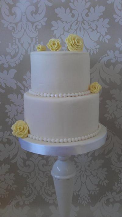 Yellow Rose and Pearls - Cake by Danielle's Delights
